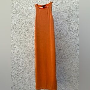 Midi summer bright orange dress